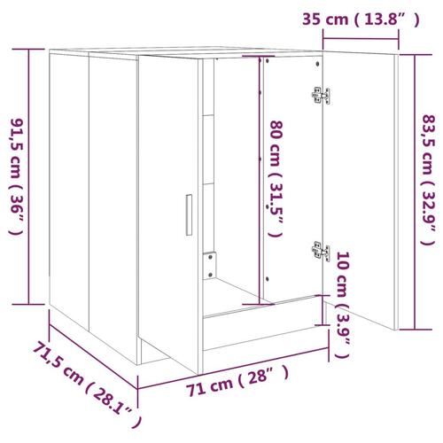 Vaskemaskineskab 71x71,5x91,5 cm røget egetræsfarve