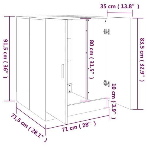 Vaskemaskineskab 71x71,5x91,5 cm brun egetræsfarve