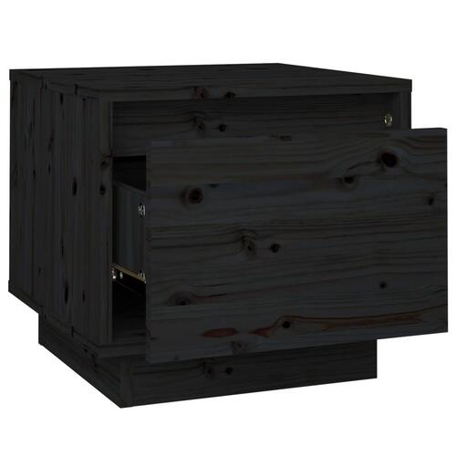 Sengebord 35x34x32 cm massivt fyrretræ sort