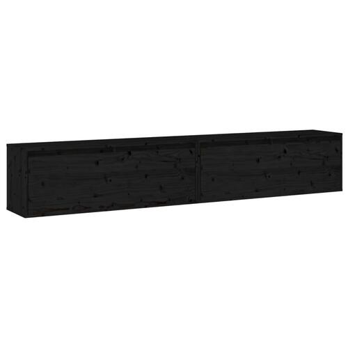 Vægskabe 2 stk. 100x30x35 cm massivt fyrretræ sort