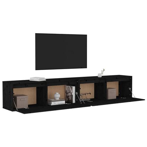 Vægskabe 2 stk. 100x30x35 cm massivt fyrretræ sort