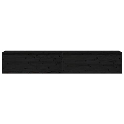 Vægskabe 2 stk. 100x30x35 cm massivt fyrretræ sort