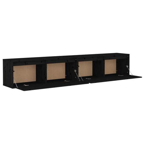 Vægskabe 2 stk. 100x30x35 cm massivt fyrretræ sort