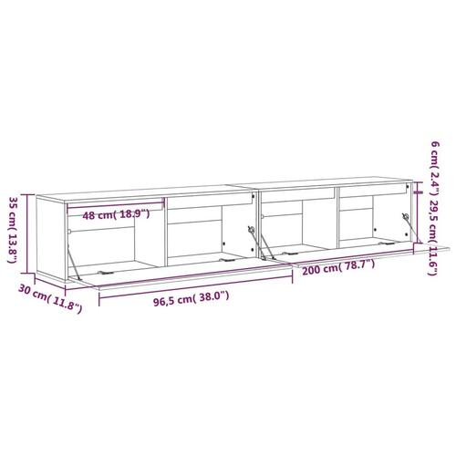 Vægskabe 2 stk. 100x30x35 cm massivt fyrretræ sort