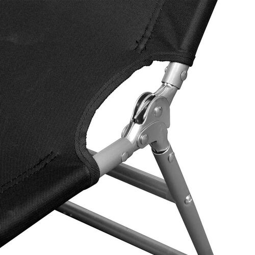 Foldbar liggestol med hovedpude pulverlakeret stål sort