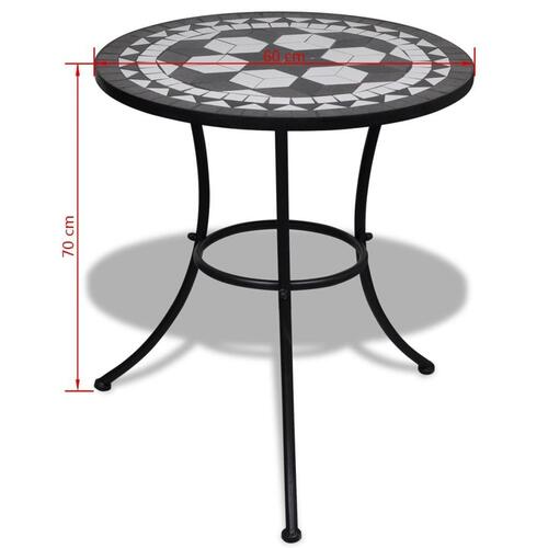 Bistrobord 60 cm mosaik sort og hvid