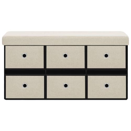 Foldbar opbevaringsbænk 76x38x38 cm kunstlærred cremehvid
