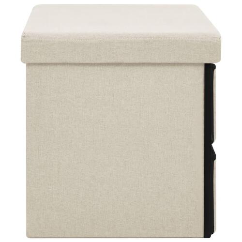 Foldbar opbevaringsbænk 76x38x38 cm kunstlærred cremehvid