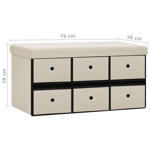 Foldbar opbevaringsbænk 76x38x38 cm kunstlærred cremehvid
