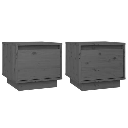 Sengeborde 2 stk. 35x34x32 cm massivt fyrretræ grå