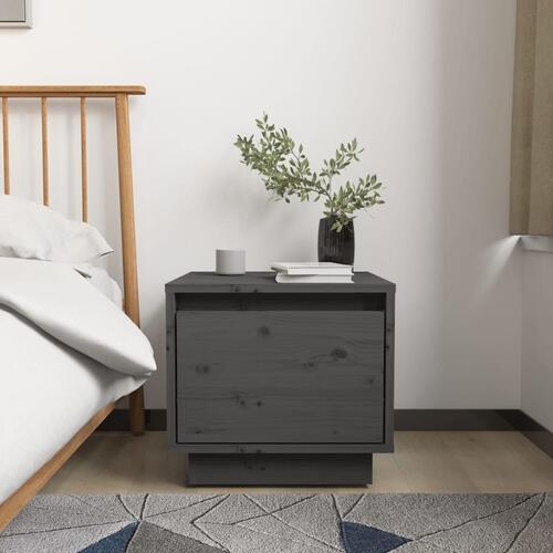 Sengeborde 2 stk. 35x34x32 cm massivt fyrretræ grå