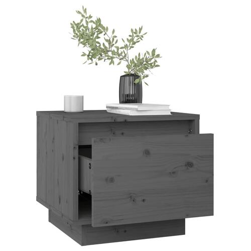 Sengeborde 2 stk. 35x34x32 cm massivt fyrretræ grå