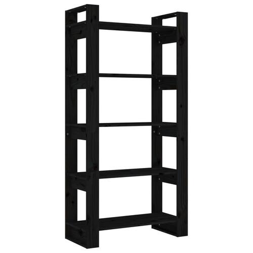 Bogreol/rumdeler 80x35x160 cm massivt fyrretræ sort