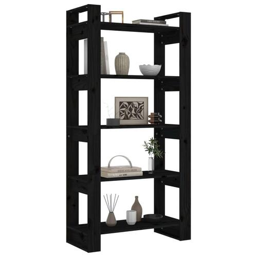 Bogreol/rumdeler 80x35x160 cm massivt fyrretræ sort
