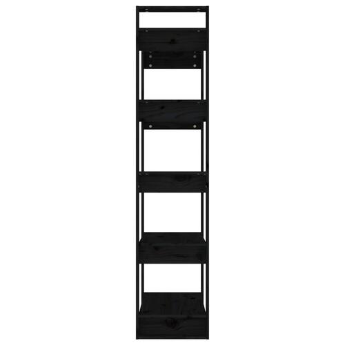 Bogreol/rumdeler 80x35x160 cm massivt fyrretræ sort