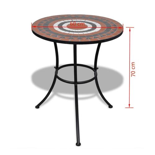 Bistrobord 60 cm mosaik terracotta og hvid