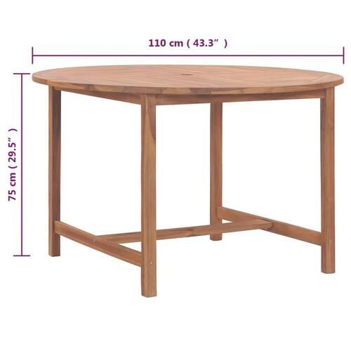 Havebord Ø110x75 cm massivt teaktræ