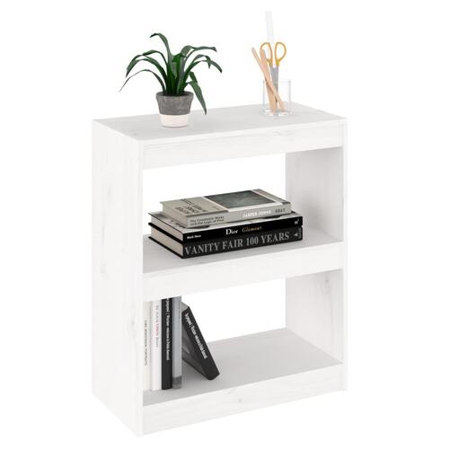 Bogreol/rumdeler 60x30x71,5 cm massivt fyrretræ hvid