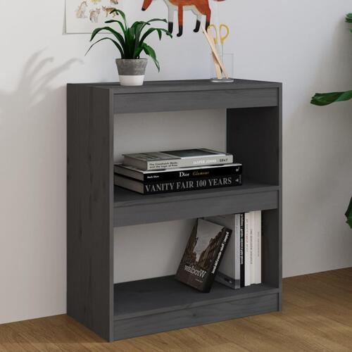 Bogreol/rumdeler 60x30x71,5 cm massivt fyrretræ grå