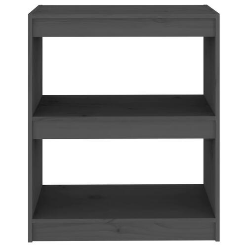 Bogreol/rumdeler 60x30x71,5 cm massivt fyrretræ grå