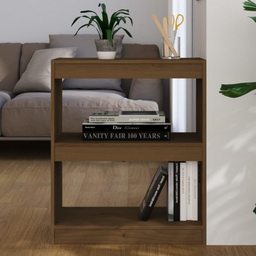 Bogreol/rumdeler 60x30x71,5 cm massivt fyrretræ gyldenbrun