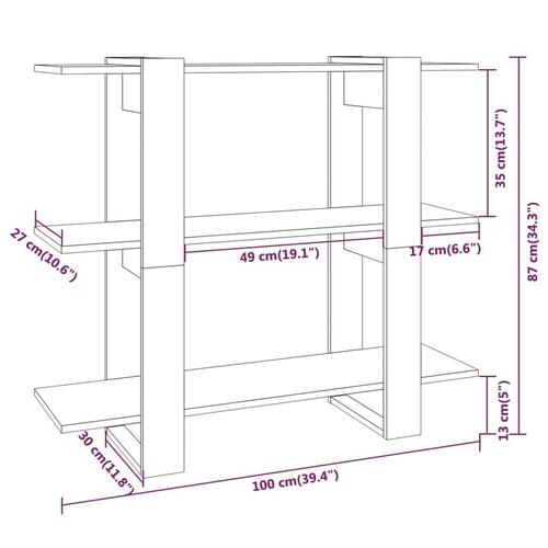 Bogreol/rumdeler 100x30x87 cm sort