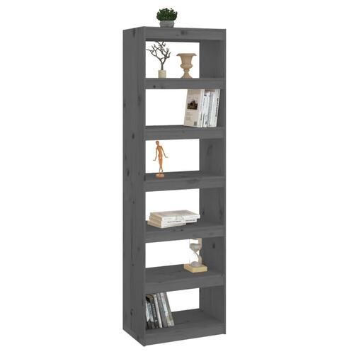 Bogskab/rumdeler 60x30x199,5 cm massivt fyrretræ grå