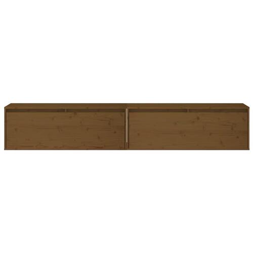 Vægskabe 2 stk. 100x30x35 cm massivt fyrretræ gyldenbrun