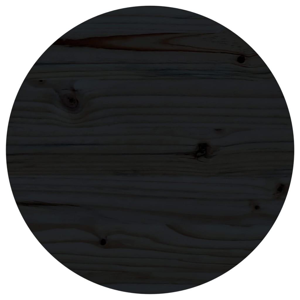 Bordplade sort Ø40x2,5 cm massivt fyrretræ