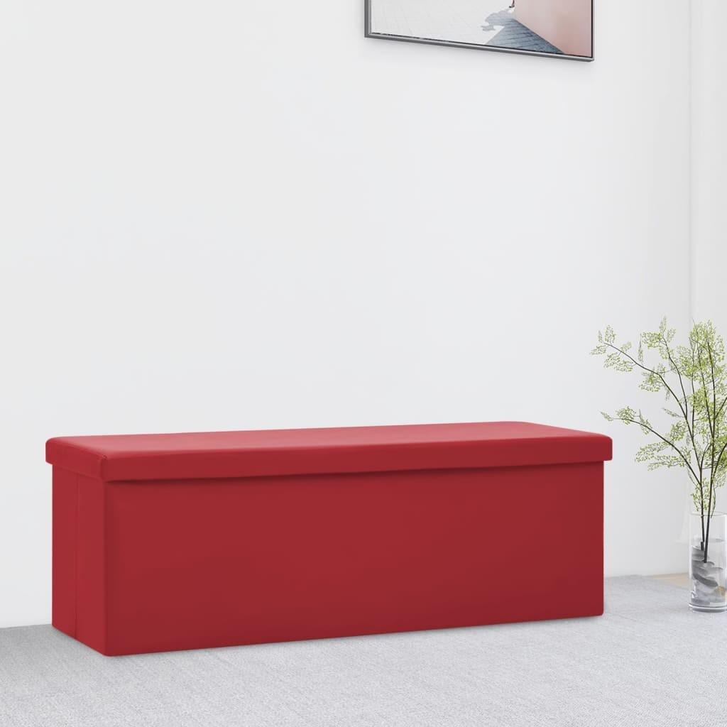 Foldbar opbevaringsbænk PVC vinrød