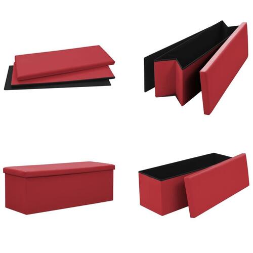 Foldbar opbevaringsbænk PVC vinrød