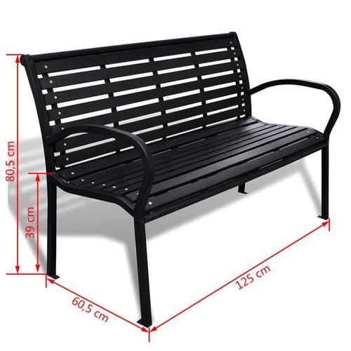 Havebænk 125 cm stål og WPC sort