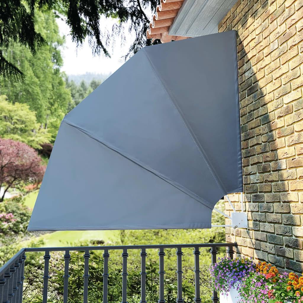 Sammenklappelig sidemarkise til altan grå 210 x 210 cm
