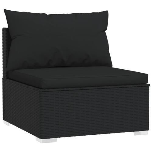 Loungesæt til haven 7 dele med hynder polyrattan sort