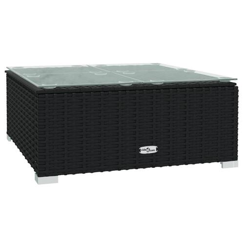 Sofabord til haven 60x60x30 cm polyrattan og glas