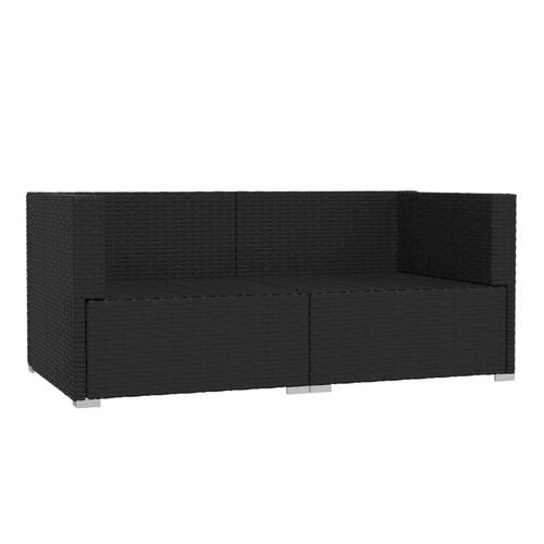 2-personers sofa med hynder polyrattan sort