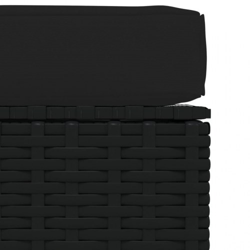 Udendørs fodskammel med hynde 70×70×30 cm - polyrattan, sort