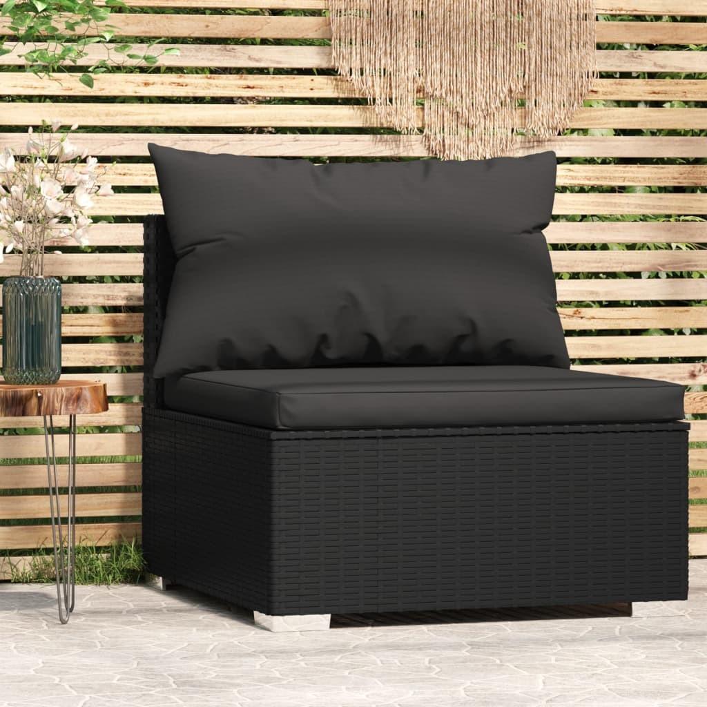 Midtersæde til havesofa med hynder polyrattan sort