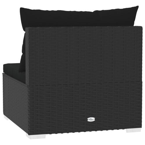 4-personers sofa med hynder polyrattan sort