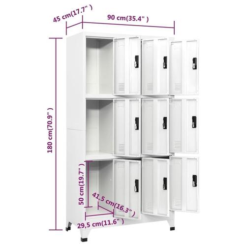 Skab 90x45x180 cm stål hvid