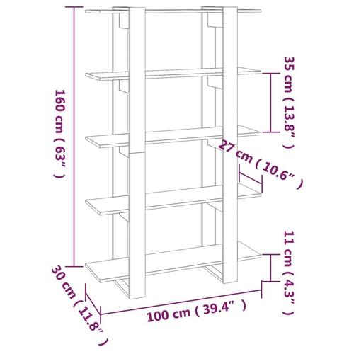 Bogreol/rumdeler 100x30x160 cm sort