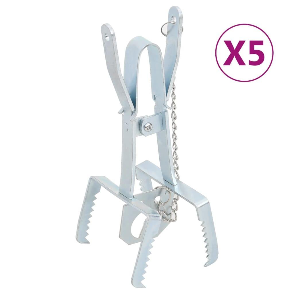 Muldvarpefælder 5 stk. galvaniseret stål sølvfarvet