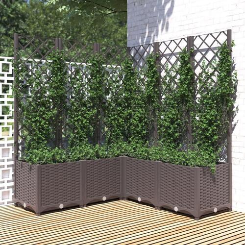 Plantekasse med espalier 120x120x136 cm PP brun