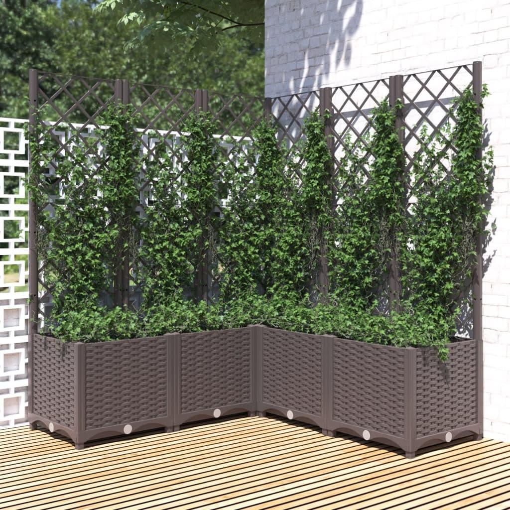Plantekasse med espalier 120x120x136 cm PP brun