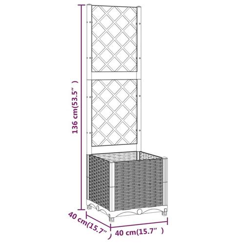 Plantekasse med espalier 40x40x136 cm PP sort
