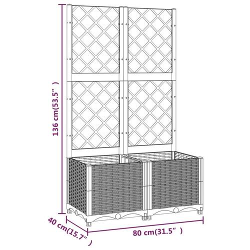 Plantekasse med espalier 80x40x136 cm PP sort