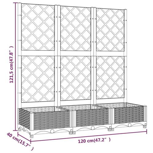 Plantekasse med espalier 120x40x121,5 cm PP sort