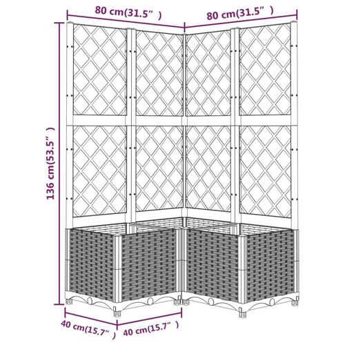 Plantekasse med espalier 80x80x136 cm PP sort
