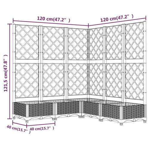 Plantekasse med espalier 120x120x121,5 cm PP sort