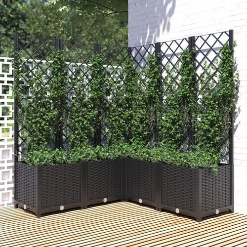 Plantekasse med espalier 120x120x136 cm PP sort